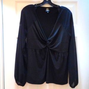 Bobeau mixed media Twist Deep V Neck top  NWOT